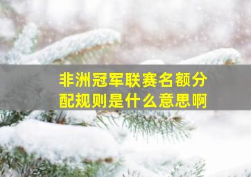 非洲冠军联赛名额分配规则是什么意思啊