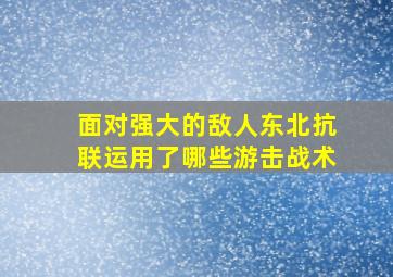 面对强大的敌人东北抗联运用了哪些游击战术