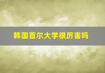 韩国首尔大学很厉害吗