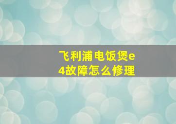 飞利浦电饭煲e4故障怎么修理