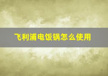 飞利浦电饭锅怎么使用