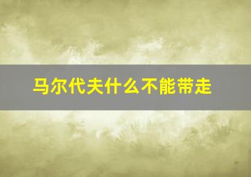 马尔代夫什么不能带走