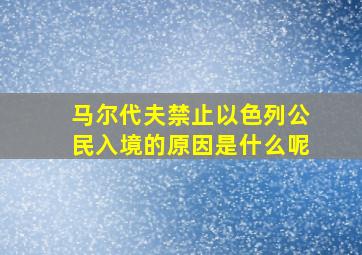 马尔代夫禁止以色列公民入境的原因是什么呢