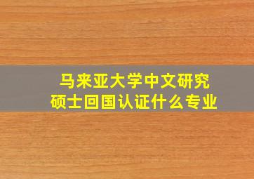 马来亚大学中文研究硕士回国认证什么专业