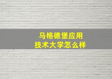 马格德堡应用技术大学怎么样