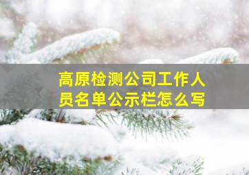 高原检测公司工作人员名单公示栏怎么写