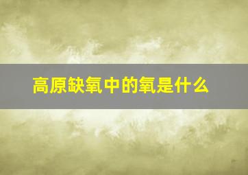 高原缺氧中的氧是什么