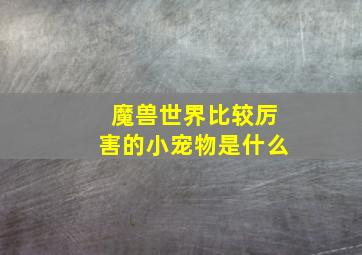 魔兽世界比较厉害的小宠物是什么