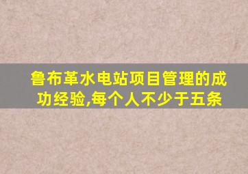 鲁布革水电站项目管理的成功经验,每个人不少于五条