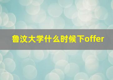 鲁汶大学什么时候下offer