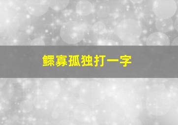 鳏寡孤独打一字