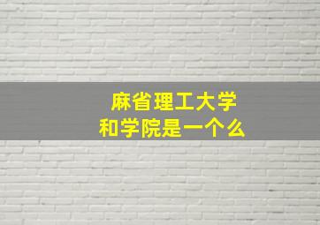 麻省理工大学和学院是一个么