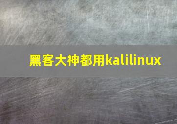 黑客大神都用kalilinux