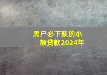 黑户必下款的小额贷款2024年