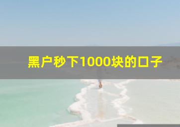 黑户秒下1000块的口子