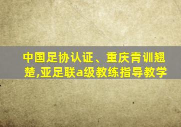 中国足协认证、重庆青训翘楚,亚足联a级教练指导教学