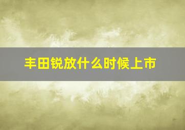 丰田锐放什么时候上市