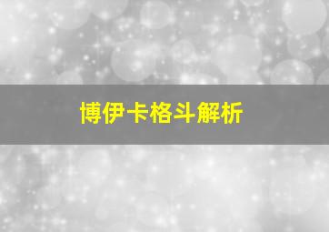 博伊卡格斗解析