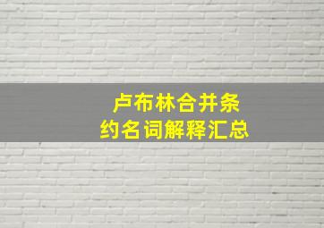 卢布林合并条约名词解释汇总