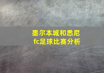 墨尔本城和悉尼fc足球比赛分析