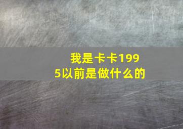 我是卡卡1995以前是做什么的