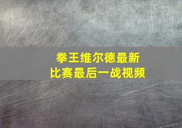 拳王维尔德最新比赛最后一战视频