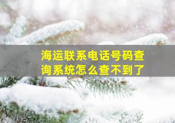 海运联系电话号码查询系统怎么查不到了