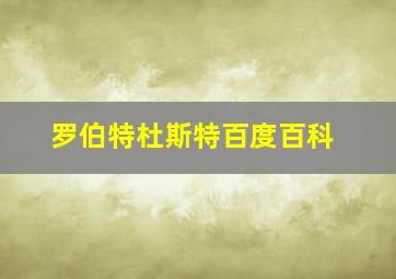 罗伯特杜斯特百度百科