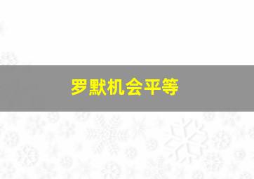 罗默机会平等