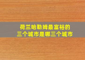 荷兰哈勒姆最富裕的三个城市是哪三个城市