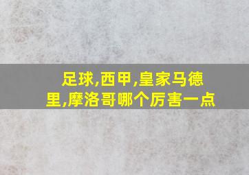 足球,西甲,皇家马德里,摩洛哥哪个厉害一点